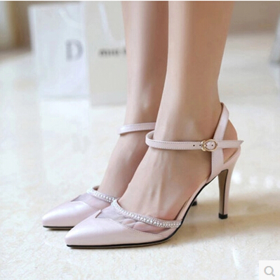 Brand shoes fashion leather sandals Sexy Leather pointed hollow summer female high-heeled sandals 29-46 Hongkong custom code