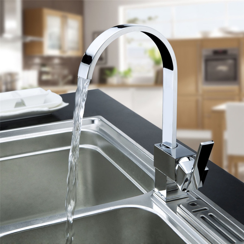 360 Degrees Square Chrome Brass Kitchen Bathroom Faucet Hot And Cold Water Switch Wash Basin Mixer Tap