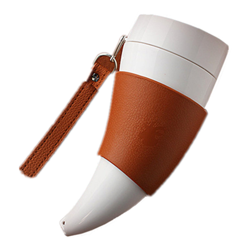 Personality mug creative horn shape stainless steel healthy coffee cup with lid cover drinkware fashion gift