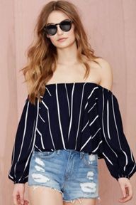 Navy-Striped-Off-Shoulder-Top-LC25501