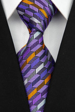 NT0069 Purple Orange Stripe Smooth Multicolor Jacquard Woven Classic Silk Polyester Man s Business Tie Casual
