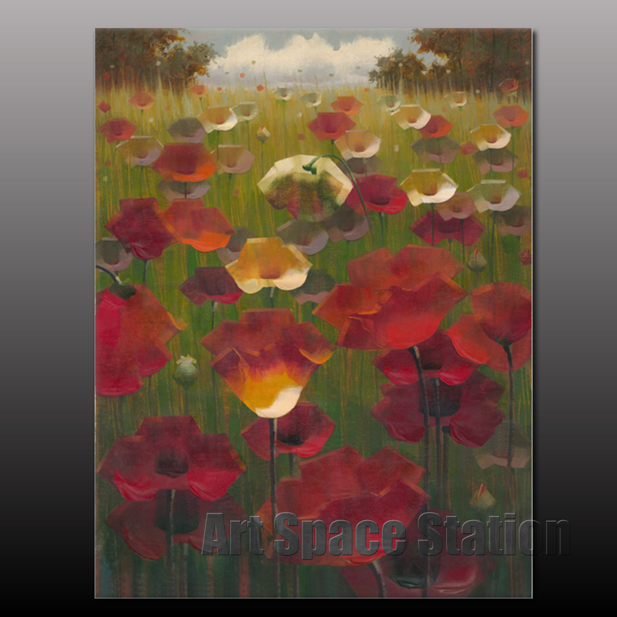 Online kopen wholesale red poppies picture uit china red poppies ... Woonkamer in bruin en rode