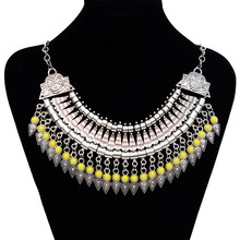 2015 Fashion Power choker Statement Bohemian necklace pendants Vintage Coin gypsy ethnic Silver maxi Necklace Women