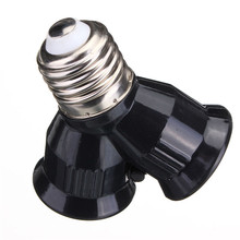 High Quality E27 Base Y Shape LED Halogen CFL Light Lamp Bulb Socket 1 to 2 Splitter Adapter Converter Black