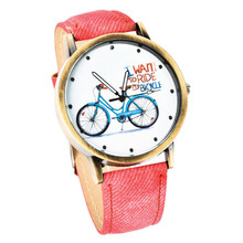 lackingone relojes mujer 2015 Fashion relogio feminino hot sale watch women Bike Bronze Jean Fabric Band