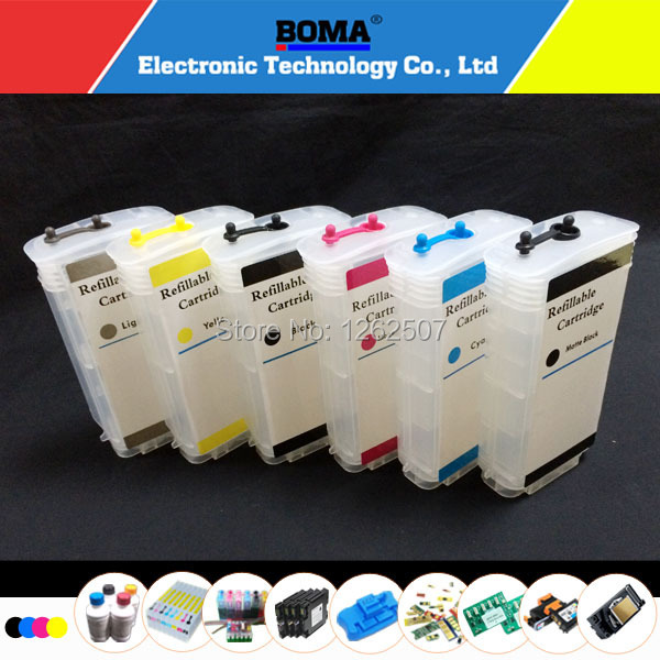 130ml 6color Refillable ink cartridges for HP designjet T610 T770 T790 T1100 T2300 Large format plotters