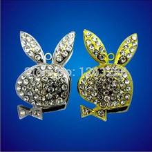 Retail novelty jewelry crystal Animal USB Flash Drives rabbit pen drive memory stick disk gift 2G 4GB 8GB 16GB 32GB Freeship