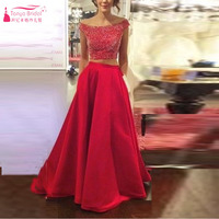 Vestido de festa Red Two Piece Evening Dresses Prom Dress Long Elegant Homcoming Dresses Arabic Evening