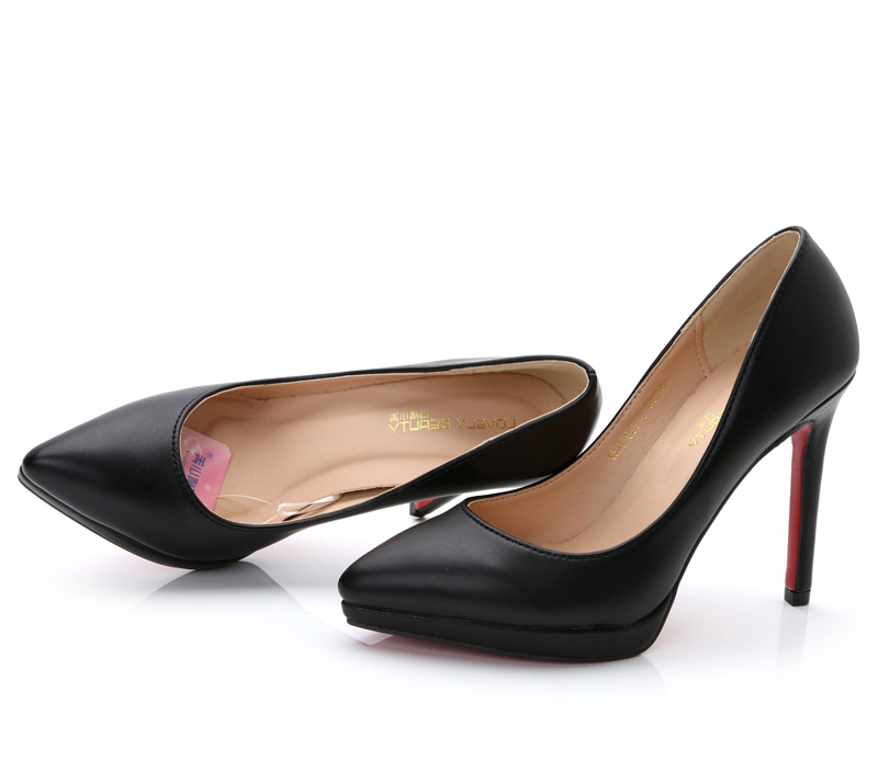New 2015 Women s Black High Heels Low Heel 9cm Red Black Nude Platform Pointed Toe
