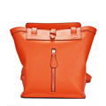 Trendy Fashion Genuine Leather Backpack Women Top Layer Cowhide Casual Hand Bag Solid Color Buckle Bag