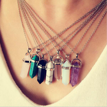 2015 New Necklace Selling Six Natural Stone Pendant Chain Pendant Jewelry Accessories Women Necklaces & Pendants N10095N10100