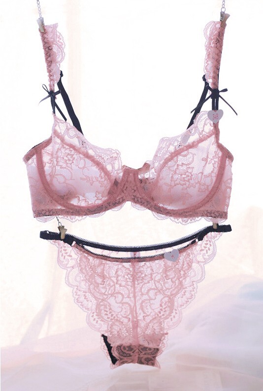 Free-ShippingUltra-thin-transparent-lace-sexy-bra-set-young-girl-small-push-up-thin-temptation-underwear (2)