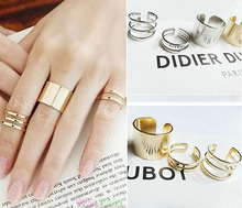 Gold Silver Finger Ring Top Over The Midi Tip Finger Above The Knuckle Open 1Set 3PCS