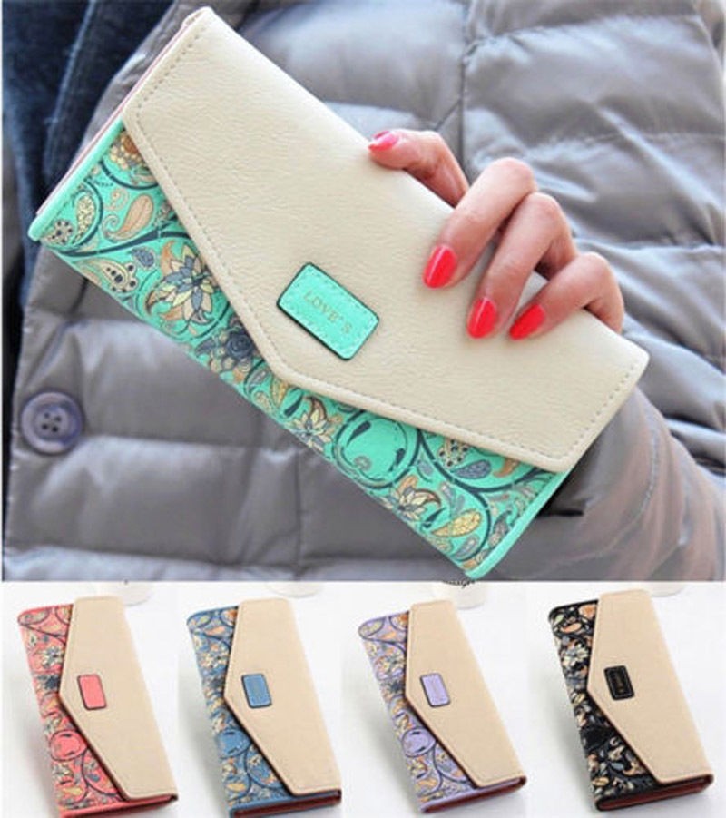 Hot-Women-Leather-Wallet-Envelope-Purse-Card-Holder-Mobile-Bag-long-zip-Handbag