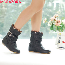 2016 new arrive soft leather ankle boots buckle women boots flats winter shoes ladies female autumn boots black,white,beige
