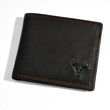 New Arrival Men’s Bulls Mark 100% Genuine Leather wallet head cowhide purse big capacity trifold multi-function card holder