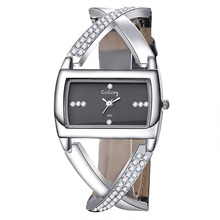 2016 luxury brand Gogoey ladies watch unique fashion designer Rectangular dial crystal quartz watches wome Leather straps clock