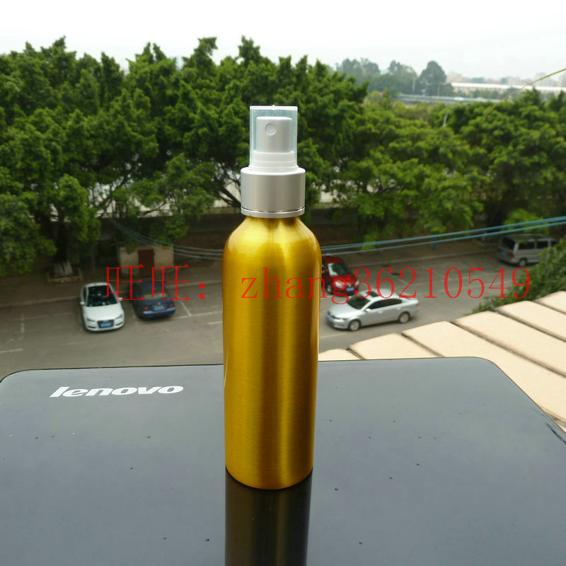 150ml aluminum gold bottle With ( silver aluminum + silver aluminum) mist sprayer.aluminum perfume atomizer bottle container