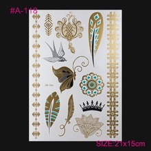New Design Flash Tattoo Removable Waterproof Gold Tattoo Metallic Temporary Tattoo Stickers Temporary Body Art Tatoo