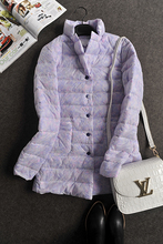 Europe Foreign TradeTo Cultivate One’s Morality Show Tthin Ms Frivolous Fashion Color Down Jacket In Long Collar Down Jacket
