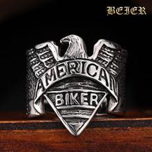 American Biker Eagle Ring Stainless Steel Punk Biker Motorcycle Freedom Eagle Ring Jewelry BR7002 US size
