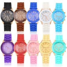 Newest fashion Geneva Silicone quartz watch women Jelly Sport wristwatch,Woman dress brand watches,11colors casual women watch