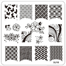 Wholesaler Square Charming Flower Pattern Nail Art Stamp Stamping Image Plate Manicure Stencil Nails Moo Left French Nails XJ10
