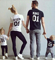 2016 New King Queen Prince Princess 01 Father Mother Daughter Son Matching shirts King and Queen
