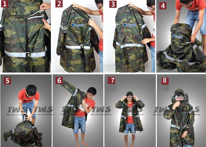 Backpack Raincoat Reflective rape Camo,Orange Blue RCT0005 (6)