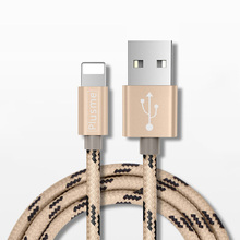 Plusme 1m 2m Colorful Metal Nylon braided lightning usb cable Data Sync fast charging mobile phone cable for iPhone 5s 6 6s Plus