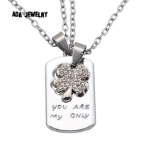 Four Leaf Love Wholesale 2014 New Couple Lovers’ Pendant Necklaces For Women’s and Men’s 316L Stainless Jewelry Clover Necklace