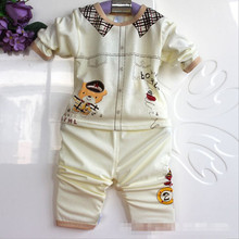 Free Shipping 2014 New Cotton Baby Boy Girl Kids Sleepwear Suits Toddler Tartoon Long Sleeve Pajama