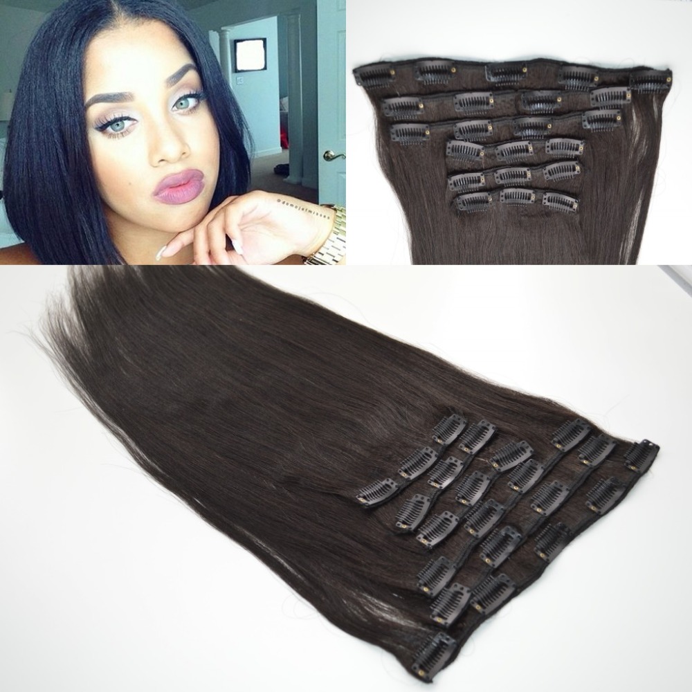 Peruvian VlRGIN hair remy yaki straight coarse italian yaki hair cheap clip in hair extensions for lady wholesales support
