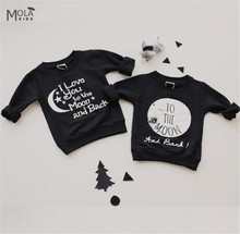 Bebe Baby Boys Girls Clothes Sweaters T-shirt To The Moon Letter Kid Top Children Infant Shirt KIKIKIDS Maka Kids Costume Nununu