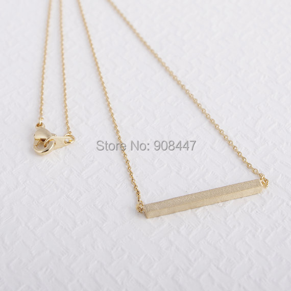 2015 New Fashion Gold Silver Simple Square Bar Necklace for Women Trendy Geometric Bar Long Necklace