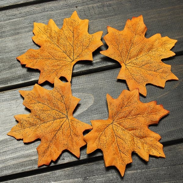 Hot Sale 50Pcs/lot Artifical Maple Leaves Fake Autumn Fall Leaf Wedding Par...
