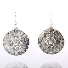 Round Circle Pendant Earrings For Women Bronze Alloy Ethnic Earrings Jewelry Vintage Accessories Boucle D’oreilles E0812