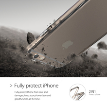 Double Protection 2 in 1 Case Cover for iPhone 6 6 Plus Luxury Metal Frame Clear
