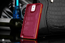 2015 Aluminum+ Crocodile Leather 5 colors Case For Samsung Note 4 N9100 Cell Phone Hard Case Cover Mobile Phone Accessories