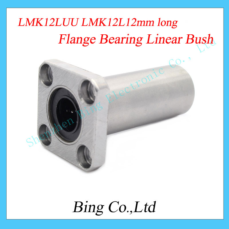 4pcs 3D printer CNC parts LMK12LUU 12mm bearing square flange long linear ball bearing match linear