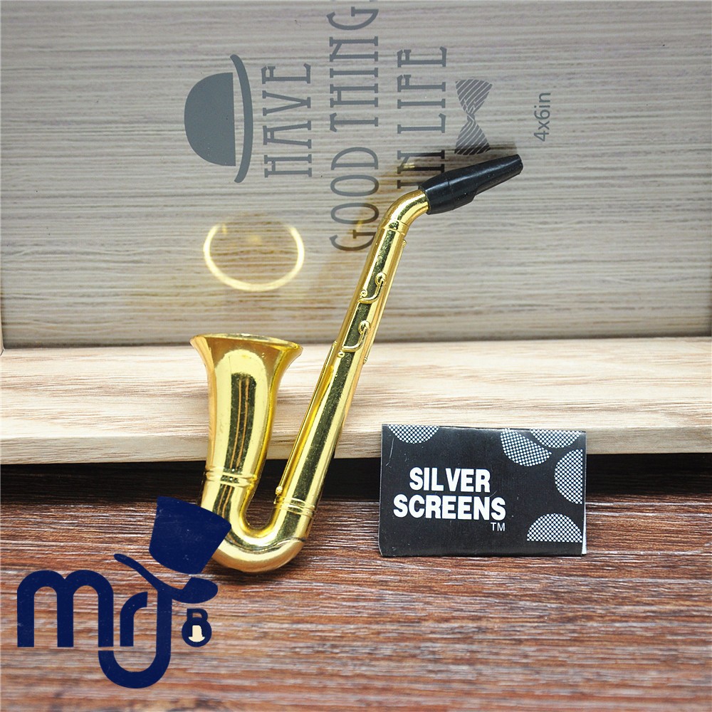 Wholesale Saxophone Metal Smoking Pipe +Metal Screen; Tobacco Pipe