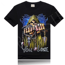 2015 New Fashion Nightmare Skull Casual 3d Printed Men Wear T Shirt Five Size M-XXXL 100% Cotton Men Clothes