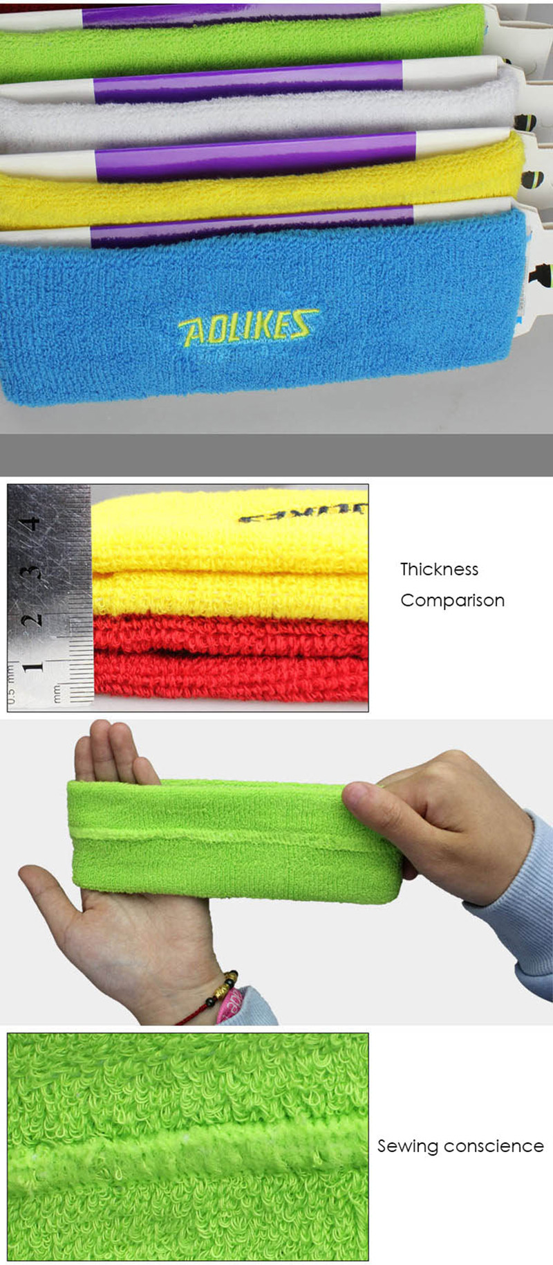 Description Picture 4 of itemAOLIKES High Quality Cotton Sweat Headband For Men Sweatband women Yoga Hair Bands Head Sweat Bands Sports Safety