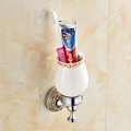 Home Decoration Washroom Toothbrush Holder Chrome Copper Tumbler cup Holder Wall Mount Single Cup