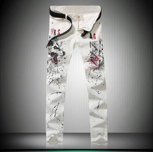 Hot Sale Printed Jeans Men High Quality Elastic Skinny Jeans Famous Brand Denim Overall Pants 2016 New Designer Jeans Men