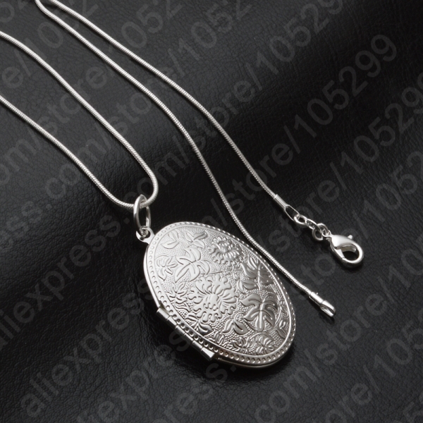 Vintage Photo Locket Necklace 925 Sterling Silver Jewelry Pendant Necklace Women Gift Free Shipping 