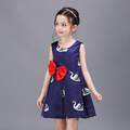 Animal Print Bow Brand Designer Fashion 2016 Summer A Line Clothing Girls Dresses O Neck Princess