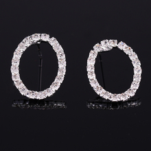 2016 Top Quality Earrings Stud Women Round Shape Sliver Plated Clear Crystal Oorbellen Lady Fashion Accessory N114