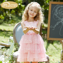 2016 Fluffy 3 Layer Flower Girl Dress Baby Girls Princess Lace Party Dress Sleeveless Wedding Pageant party costumes clothes A28