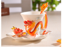 RF04 bone china coffee cup and saucer porcelain enamel porcelain flange ceramic gifts daily necessities auspicious Year of the D